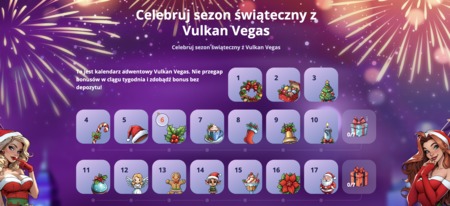 Adwentowy kalendarz niespodzianek w Vulkan Vegas